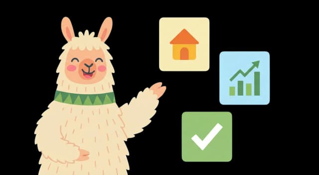 Offerin llama mascot presenting dashboard