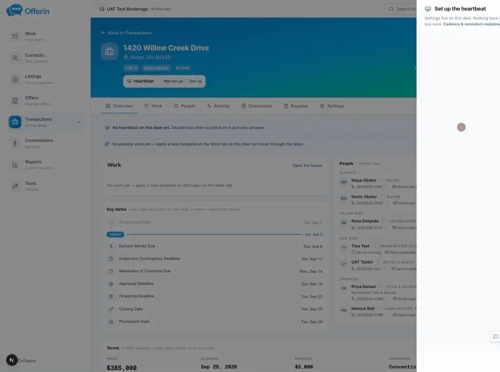 Opening the pulse settings from a deal, switching on two outside parties and saving.